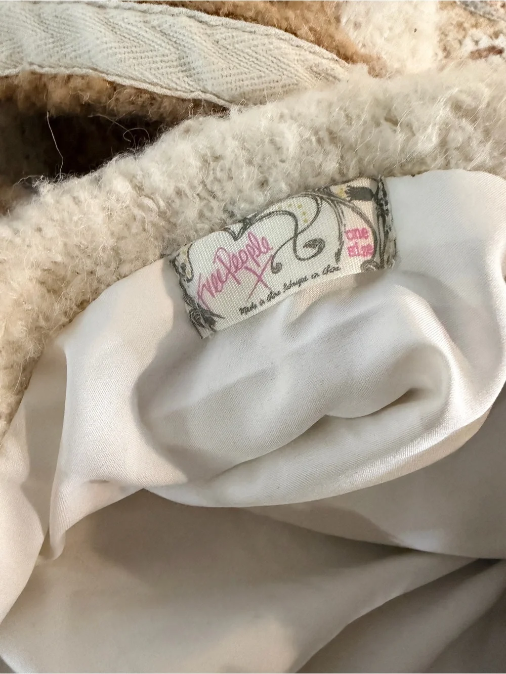 Free People Checkered Fuzzy Tote Bag